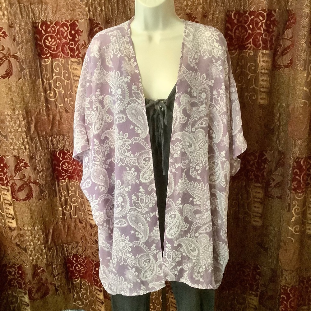 Joe Boxer sheer Tunic Top cover-up jacket kimono fits L-2X